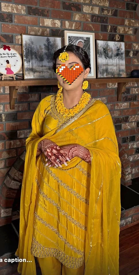 Yellow Embroidered Punjabi Suit. Wore only once. Dm for more inf