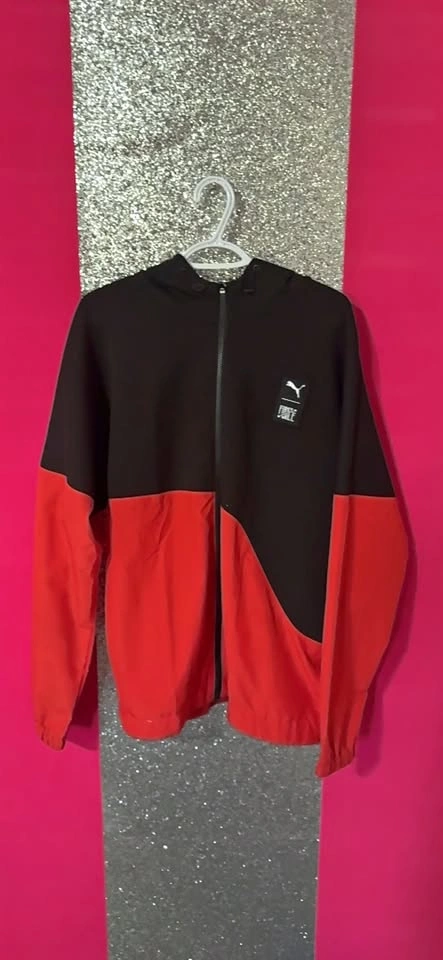 Puma Jacket, Black and Red, Zip Up