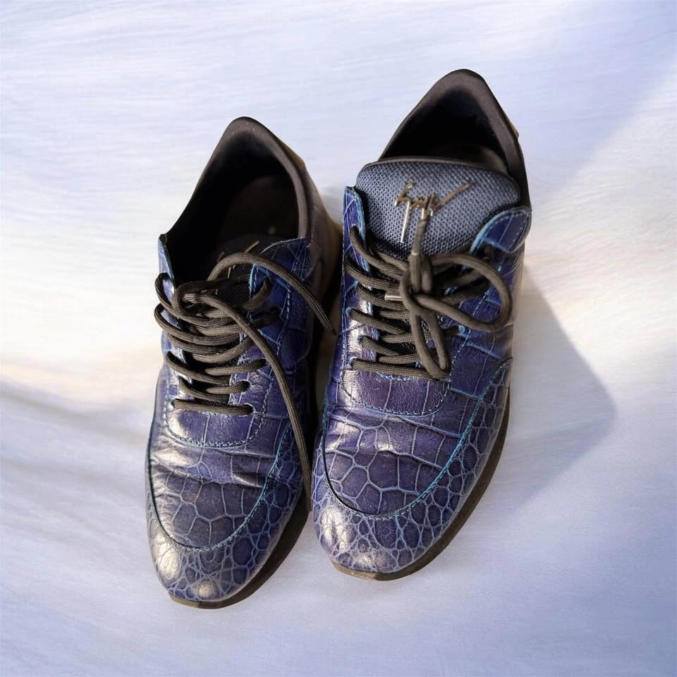 Giuseppe Zanotti Blue Crocodile Texture Sneakers - photo 2