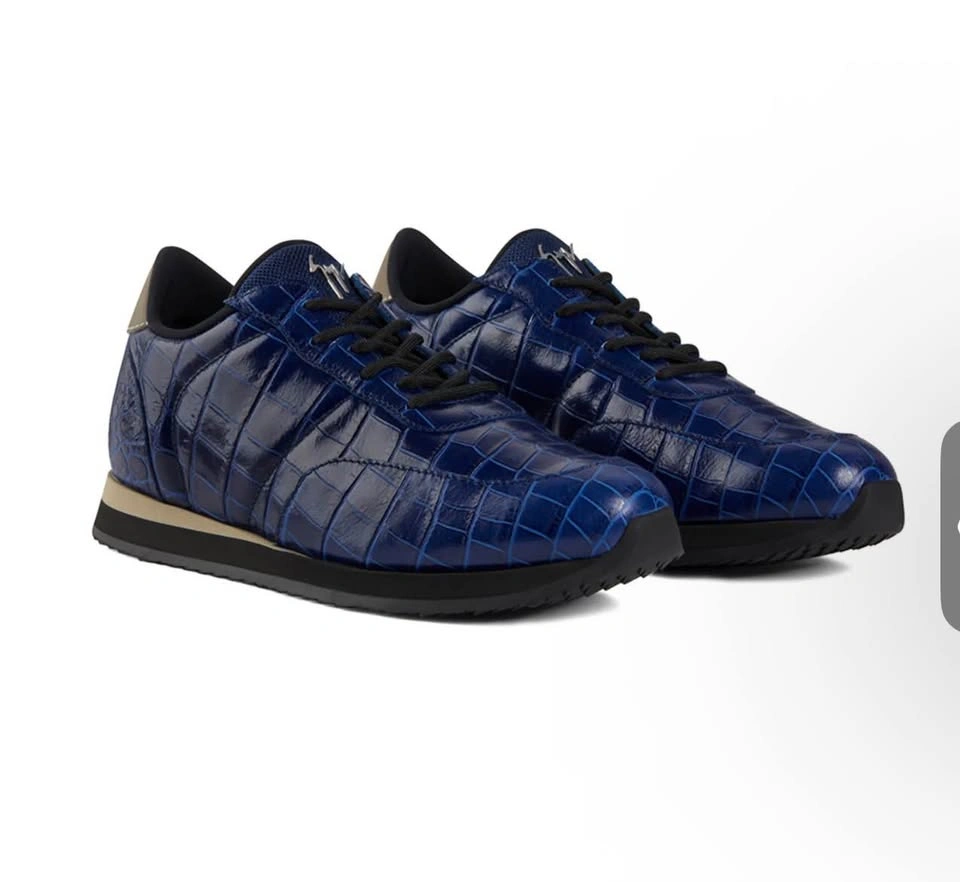 Giuseppe Zanotti Blue Crocodile Texture Sneakers - photo 4