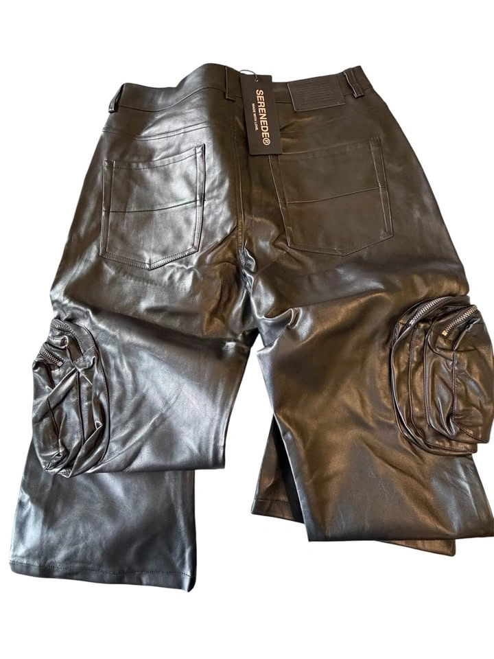 SERENEDE Black Leather Cargo Pants Size 36 NWT - photo 2
