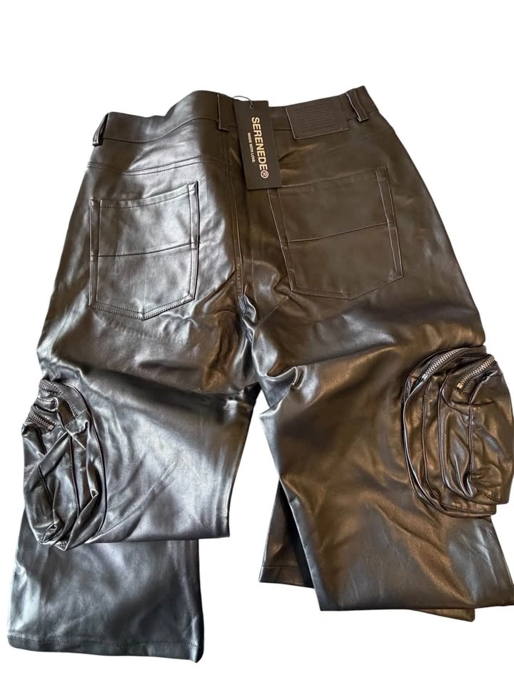 SERENEDE Black Leather Cargo Pants Size 36 NWT - photo 3