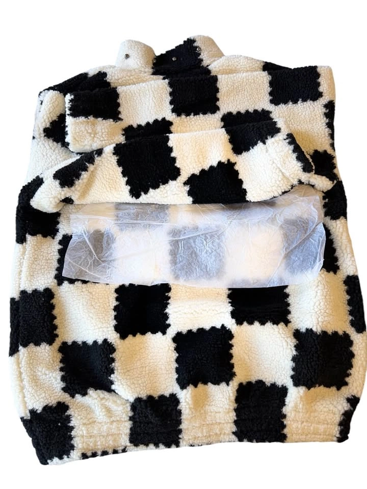 Men Watson Studios Sherpa Jacket Black Cream Checkerboard M - photo 2