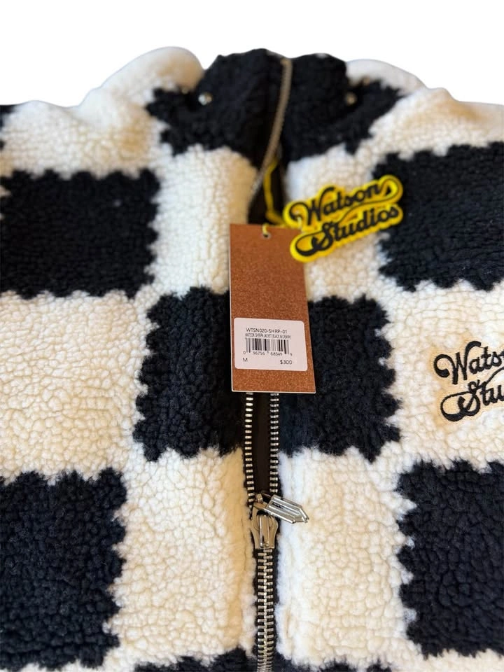 Men Watson Studios Sherpa Jacket Black Cream Checkerboard M - photo 3