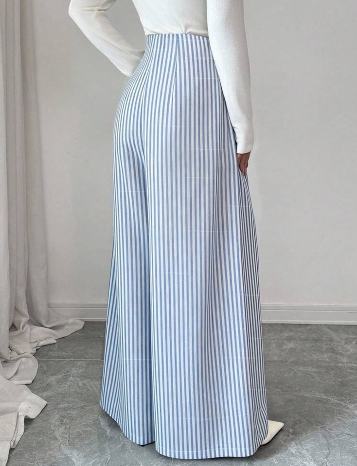 Shein Wide-Leg Striped Wrap Pants - Women's Size L
