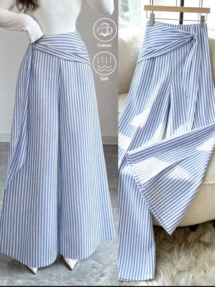 Shein Wide-Leg Striped Wrap Pants - Women's Size L - photo 4
