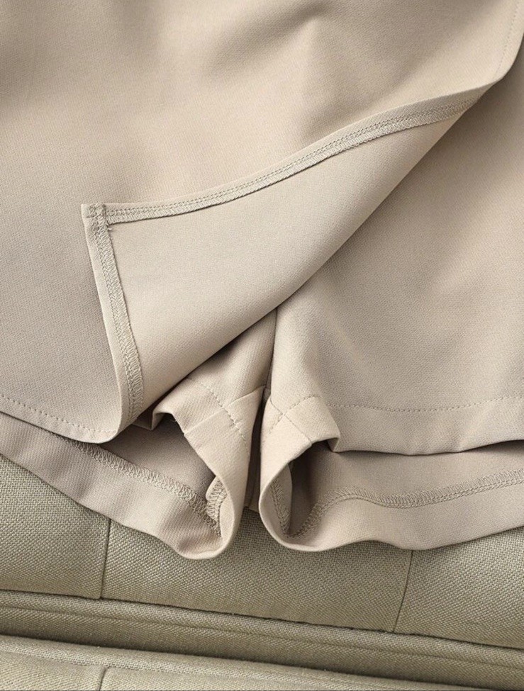 Shein Women's Beige Culottes Shorts, Buckle Accent, Zip, Size L - photo 4