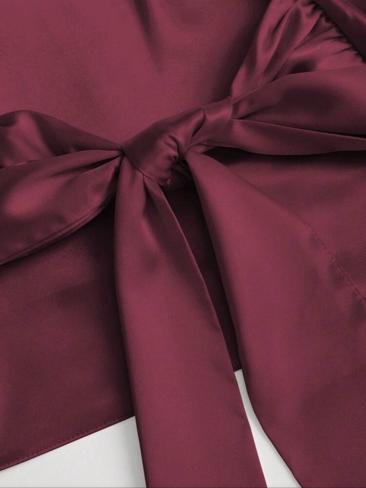 Womens Burgundy Satin Halter Top Size M - photo 2