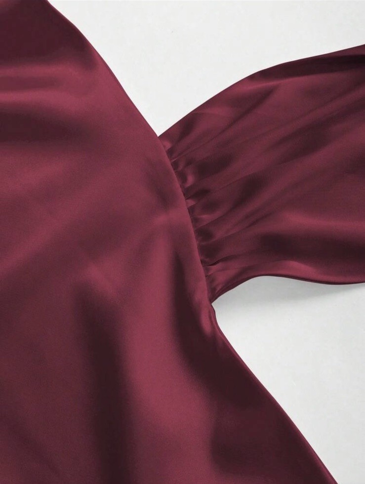 Womens Burgundy Satin Halter Top Size M - photo 4