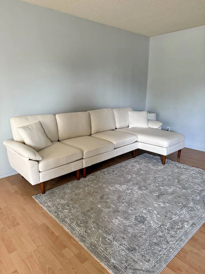 Cream Sectional Sofa Reversible Chaise Lounge