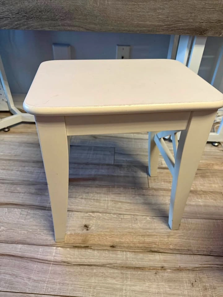 Cream Vanity Wooden Stool