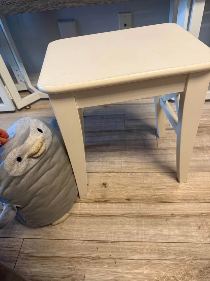 Cream Vanity Wooden Stool - photo 3