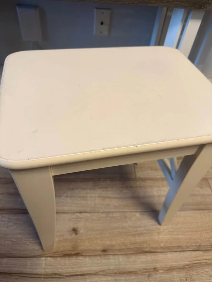 Cream Vanity Wooden Stool - photo 4