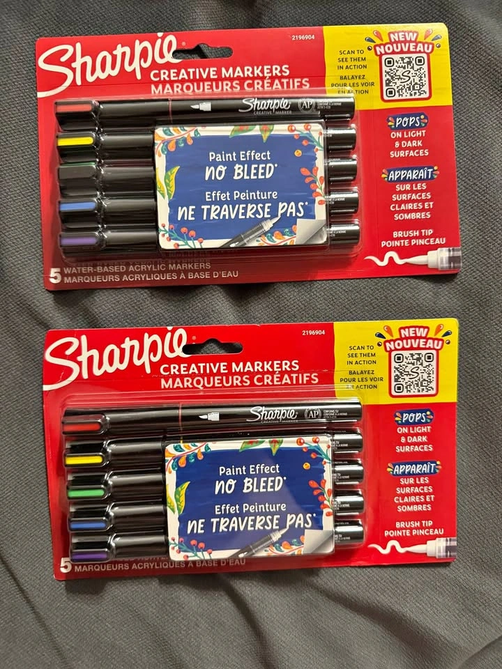 Set of 5 Sharpie Creative Markers x2- Paint Effect - Brush Tip (