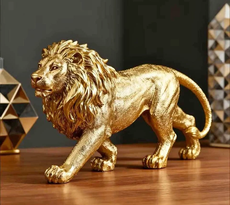 Vintage Style Resin Golden Lion Statue