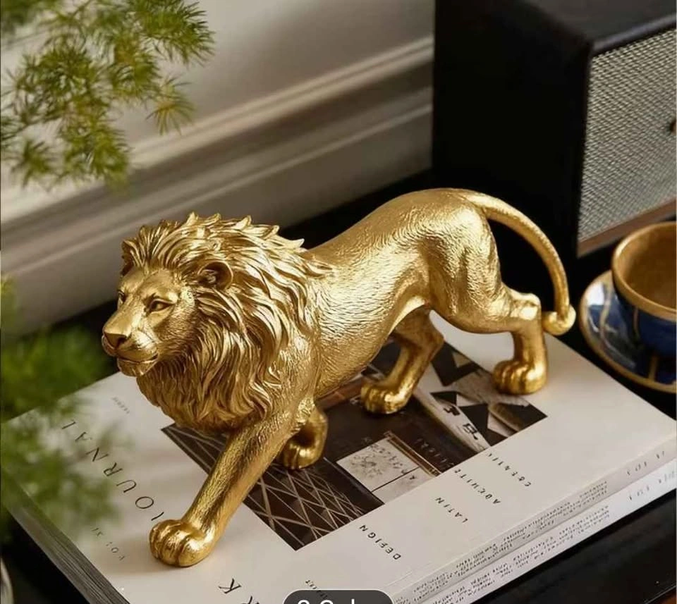 Vintage Style Resin Golden Lion Statue - photo 3