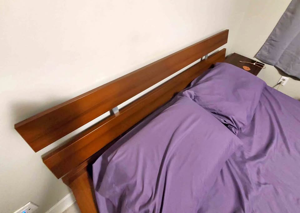 Queen Bed Frame with Over-the-Bed Desk/Table