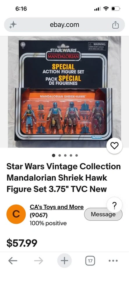 Kenner Star Wars Vintage Collection Mandalorian Shriek-Hawk Set - photo 4