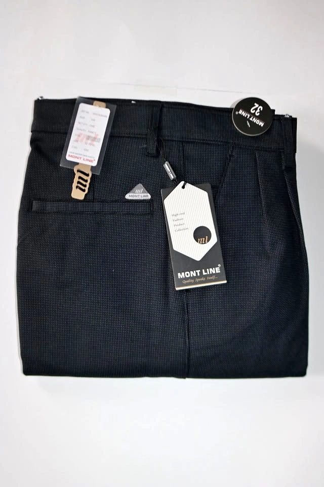 Men's Formal Pants - Mont Line Black w/ Blue Pattern