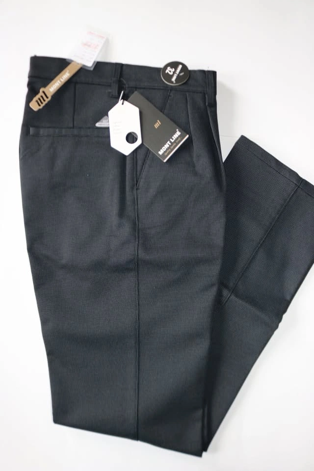 Men's Formal Pants - Mont Line Black w/ Blue Pattern - photo 2