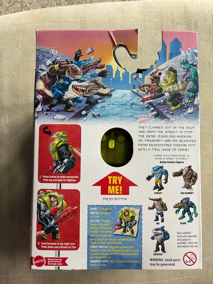 Mattel Street Sharks 30th Anniversary Dr. Piranoid Action Figure - photo 3