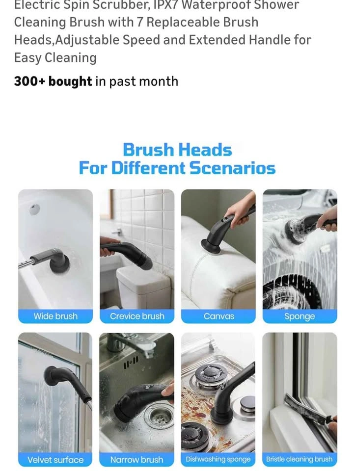 Waterproof Electric Spin Scrubber with Handle - photo 3