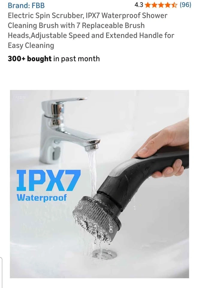 Waterproof Electric Spin Scrubber with Handle - photo 5