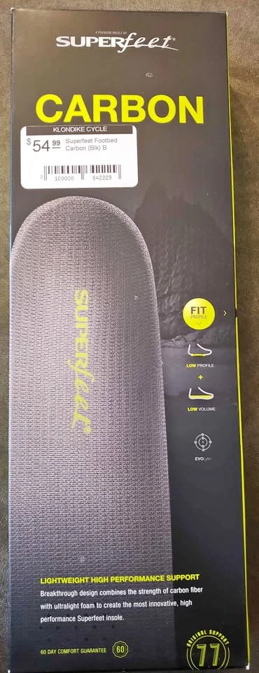 NEW Superfeet Carbon Insoles Size B