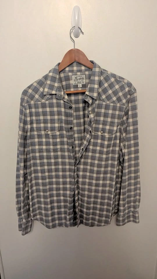 Men's Large Lucky Brand Flannel Shirt Plaid