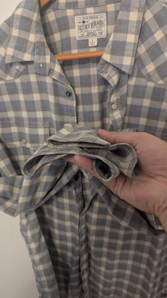 Men's Large Lucky Brand Flannel Shirt Plaid - photo 3