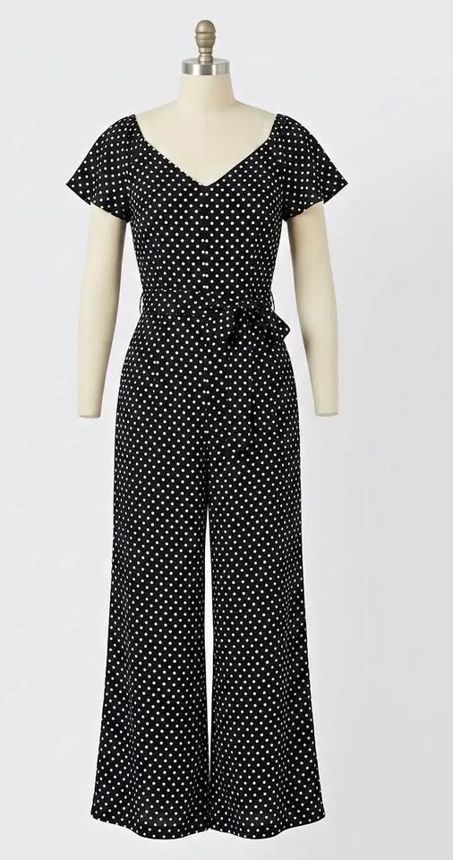 Black and White Polka Dot Jumpsuit Size Small