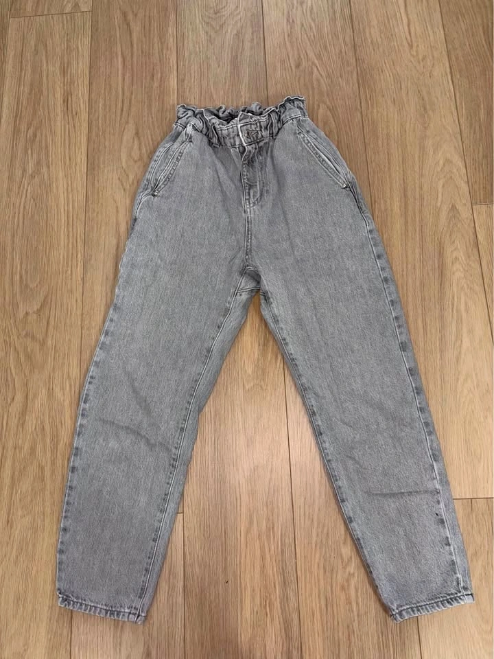 Zara grey paper bag jeans size 2