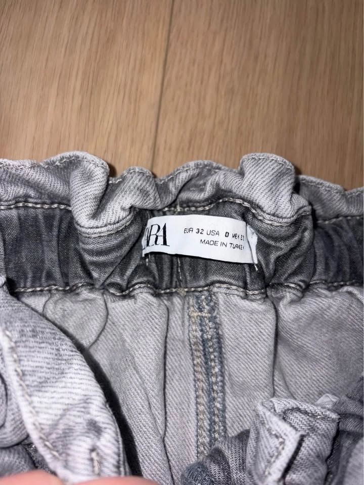 Zara grey paper bag jeans size 2 - photo 3