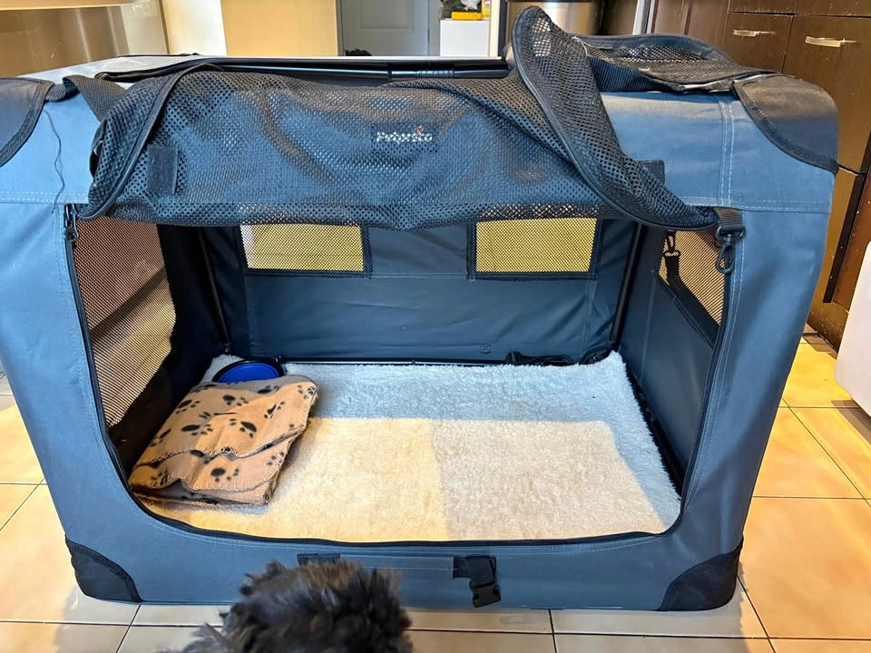 Grey Portable Dog Crate, Collapsible
