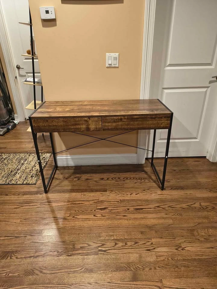 Modern 2-Drawer Computer Desk, Rustic Brown - photo 5
