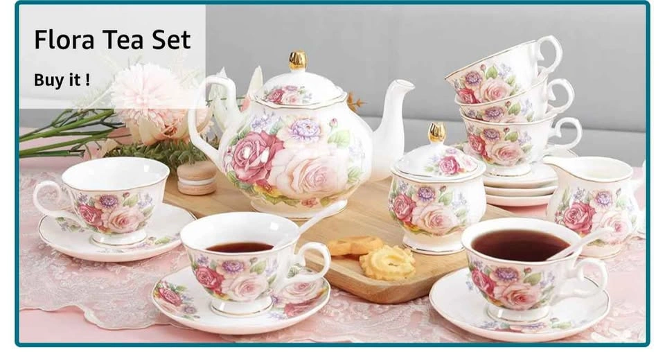 European Porcelain Coffee Tea Set, Bone China - photo 2