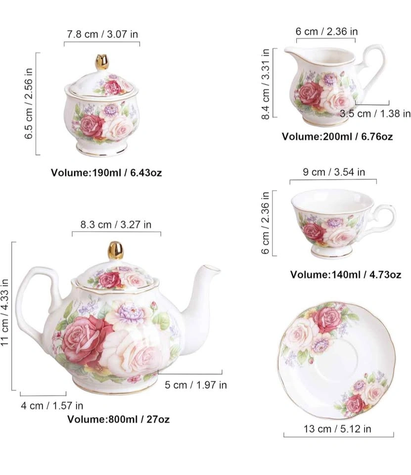 European Porcelain Coffee Tea Set, Bone China - photo 3