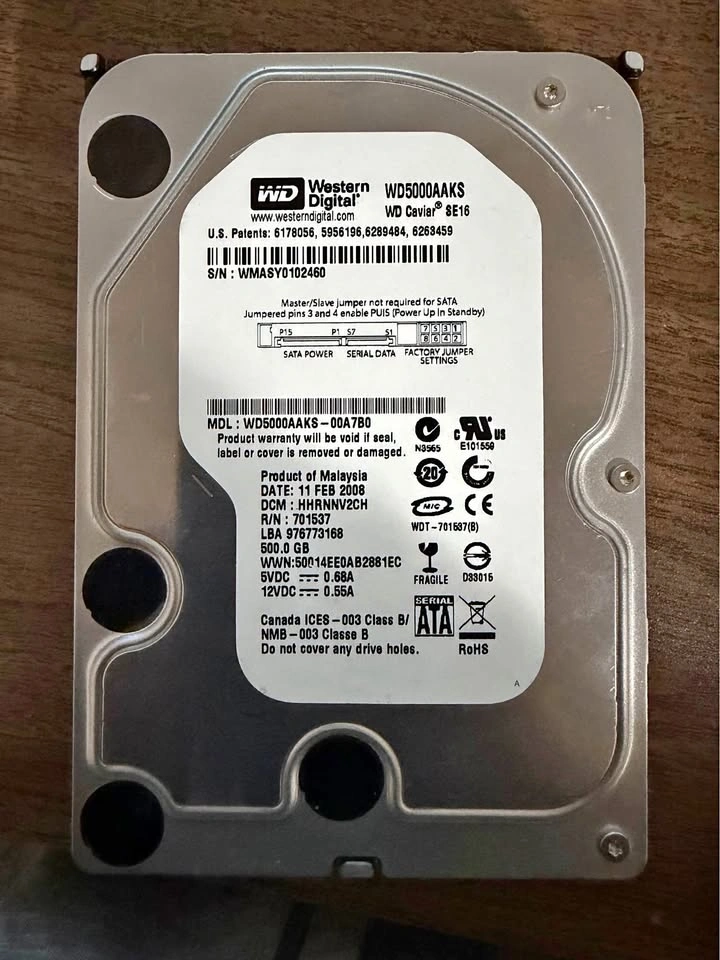 WD Western Digital 500GB SATA Hard Drive