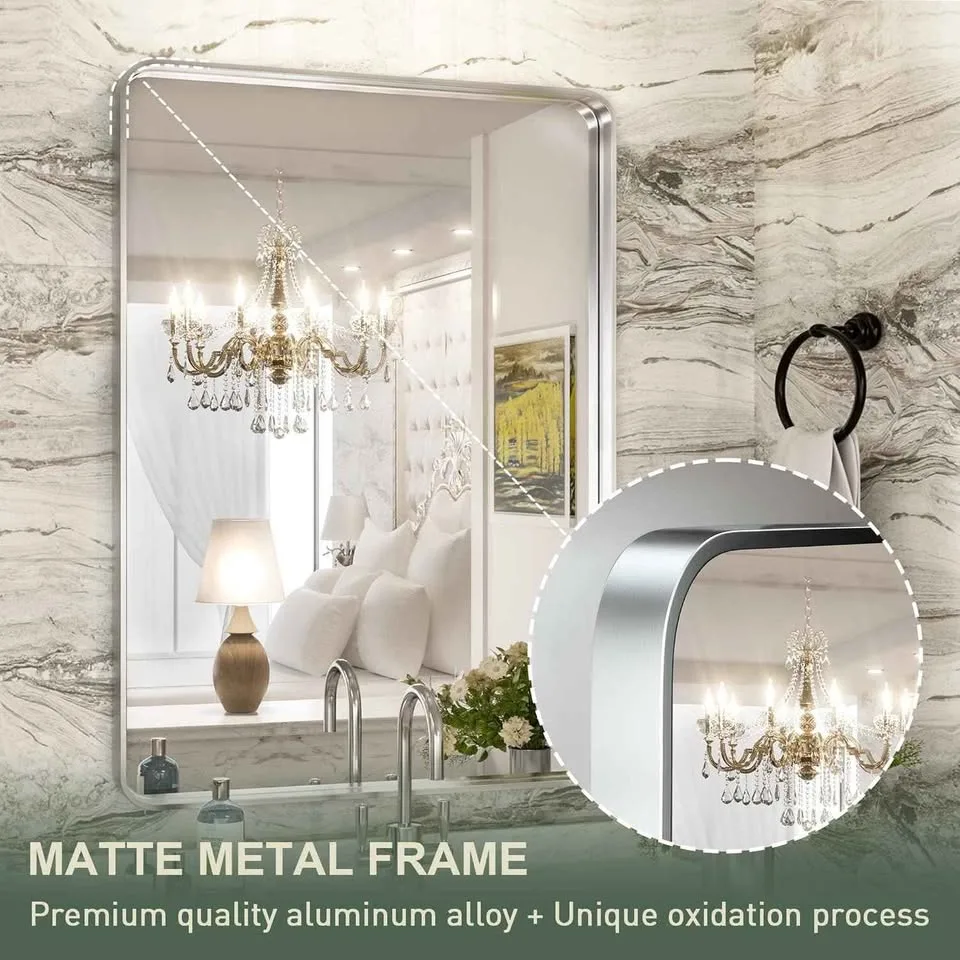 TokeShimi 24 x 36 Inch Brushed Silver Bathroom Mirror image indicator(2)