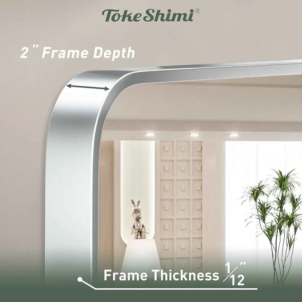 TokeShimi 24 x 36 Inch Brushed Silver Bathroom Mirror image indicator(4)