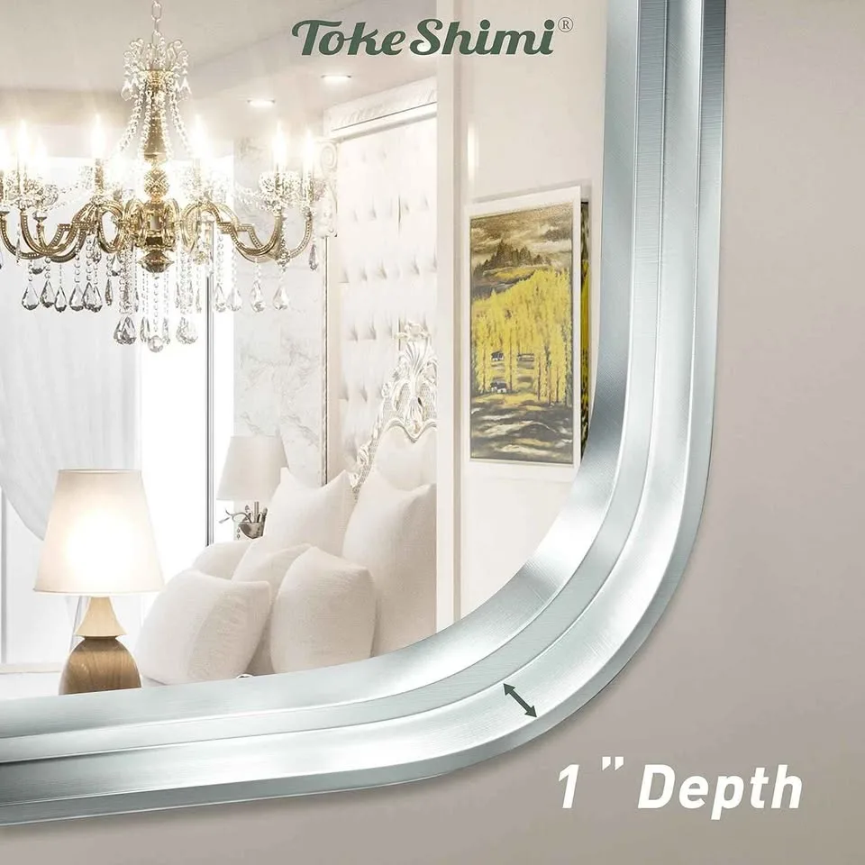TokeShimi 24 x 36 Inch Brushed Silver Bathroom Mirror image indicator(5)
