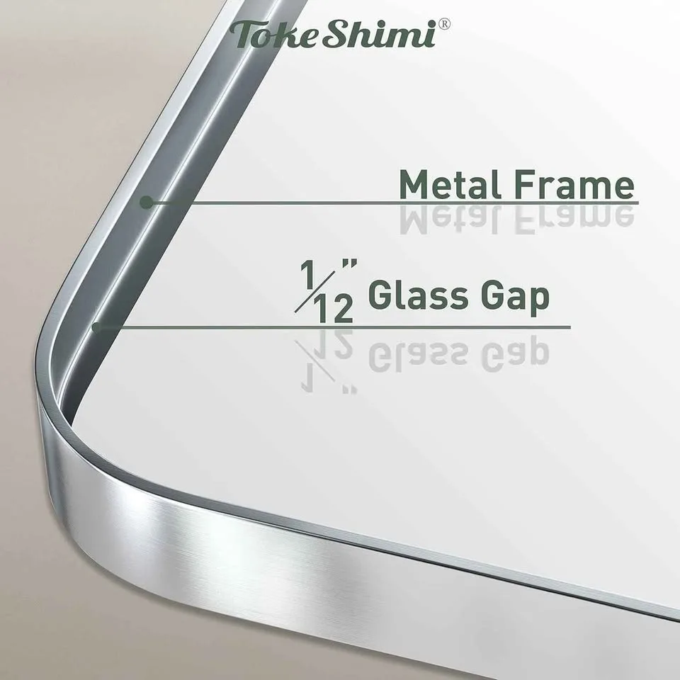 TokeShimi 24 x 36 Inch Brushed Silver Bathroom Mirror image indicator(6)