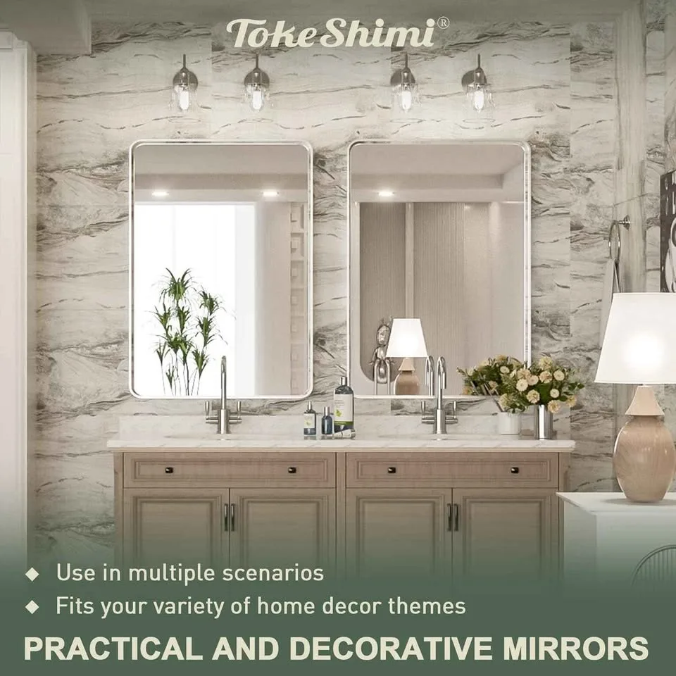 TokeShimi 24 x 36 Inch Brushed Silver Bathroom Mirror image indicator(7)