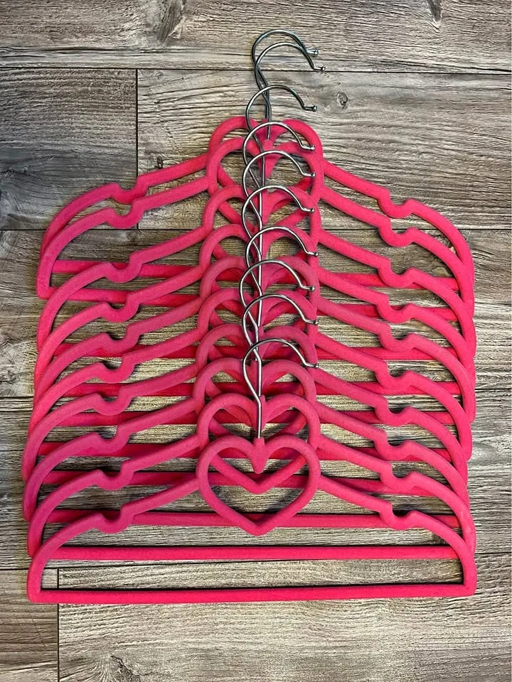 10 PINK VELVET KIDS HANGERS thumbnail