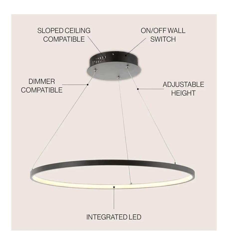 JONATHAN Matte Black Modern Integrated LED Pendant Light - photo 2