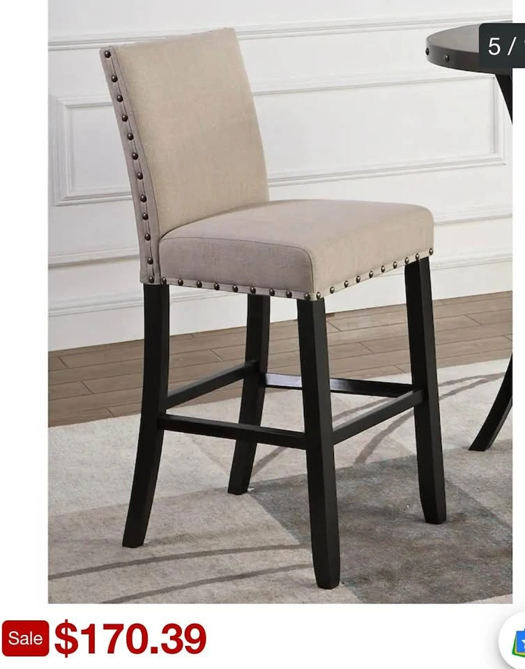Roundhill Furniture Biony Bar Stools (Set of 2) - Tan