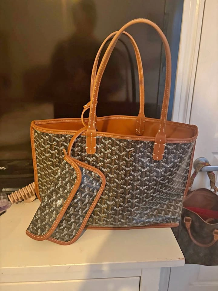 Tote Bag with Pouch Brown Tan
