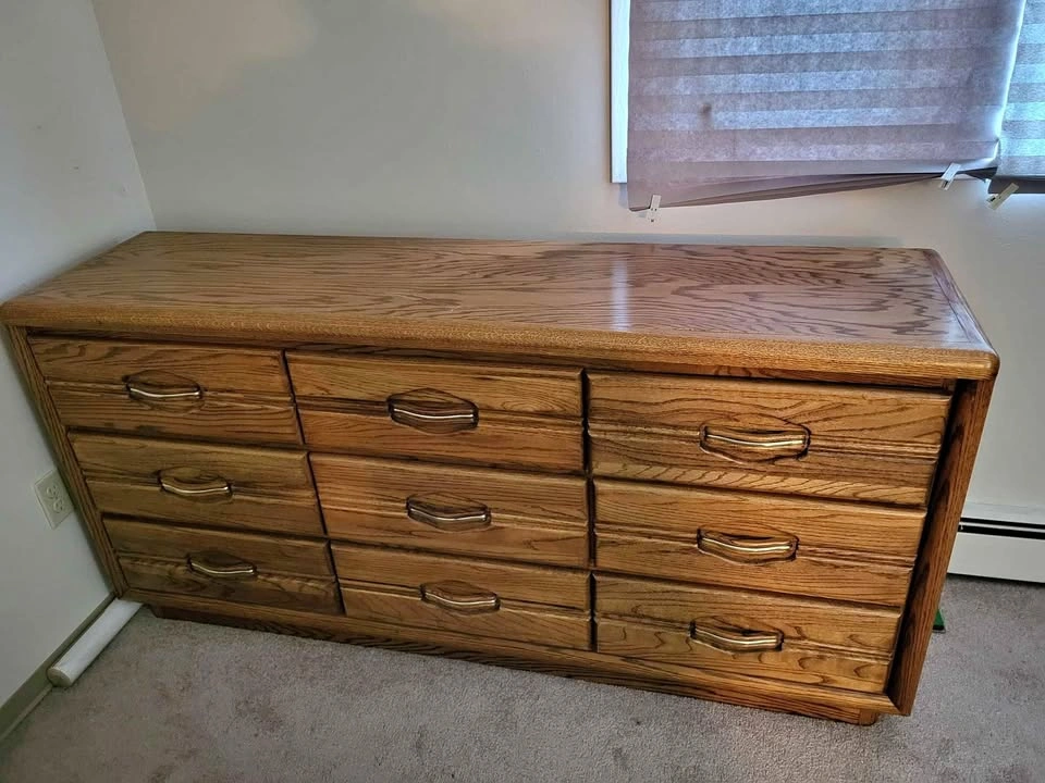 Give away Solid wood Bed frame, Dresser and Bedside Table!!!