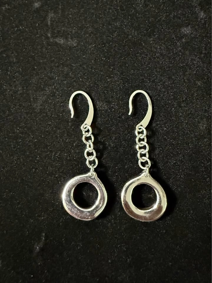 New 925 Sterling Silver Open Circle Drop Earrings
