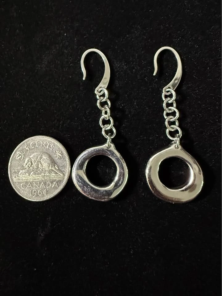 New 925 Sterling Silver Open Circle Drop Earrings - photo 2